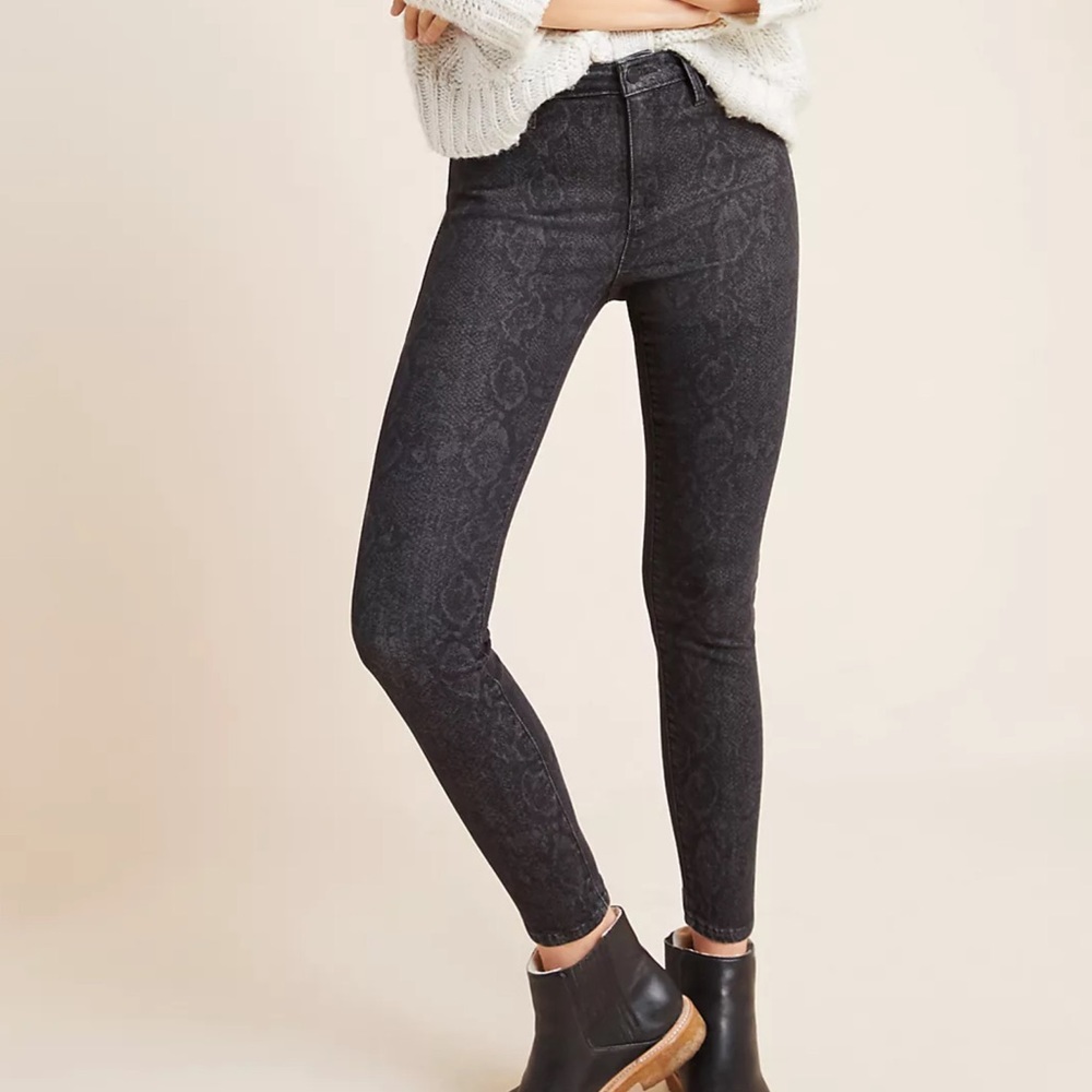 Anthropologie Snake-Printed Denim Leggings - Picture 2 of 6